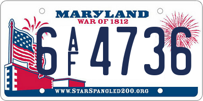 MD license plate 6AF4736