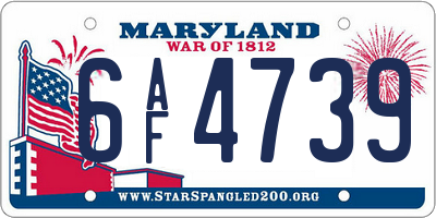 MD license plate 6AF4739