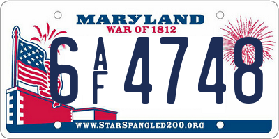 MD license plate 6AF4748