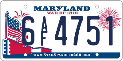 MD license plate 6AF4751