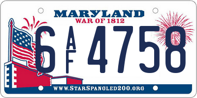 MD license plate 6AF4758