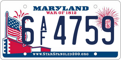 MD license plate 6AF4759