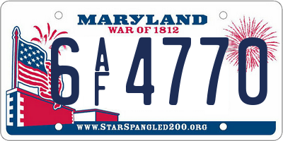 MD license plate 6AF4770