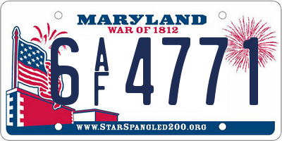 MD license plate 6AF4771