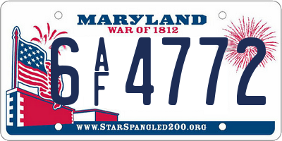MD license plate 6AF4772