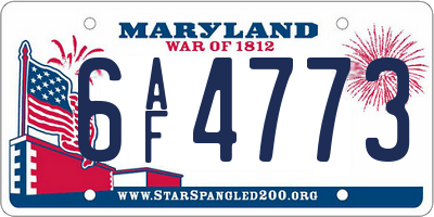MD license plate 6AF4773