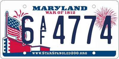 MD license plate 6AF4774