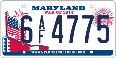 MD license plate 6AF4775