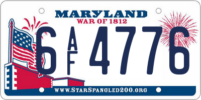 MD license plate 6AF4776