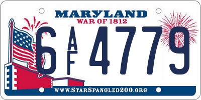MD license plate 6AF4779