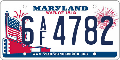 MD license plate 6AF4782