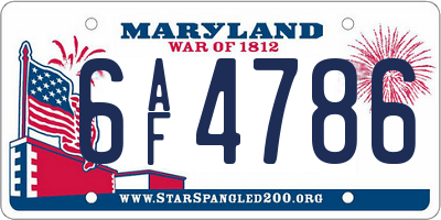MD license plate 6AF4786