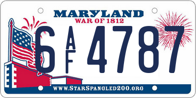 MD license plate 6AF4787