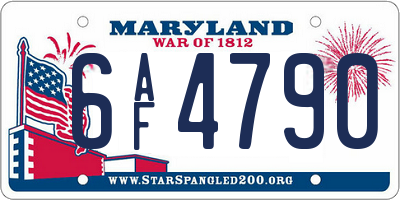 MD license plate 6AF4790