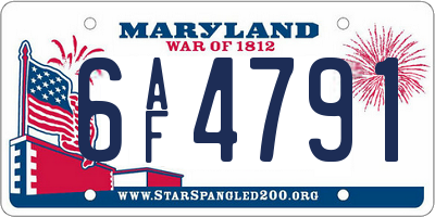 MD license plate 6AF4791