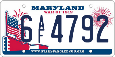 MD license plate 6AF4792