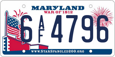 MD license plate 6AF4796