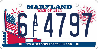 MD license plate 6AF4797