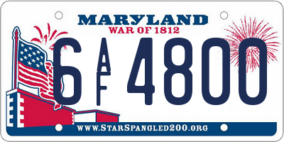 MD license plate 6AF4800