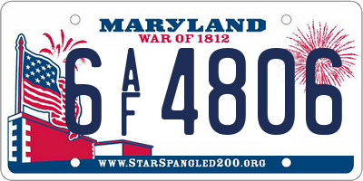 MD license plate 6AF4806