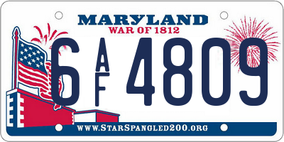 MD license plate 6AF4809