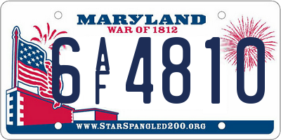 MD license plate 6AF4810