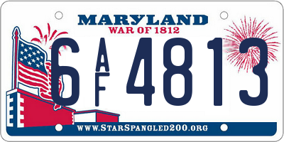 MD license plate 6AF4813