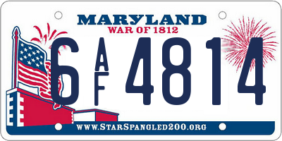 MD license plate 6AF4814