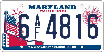 MD license plate 6AF4816