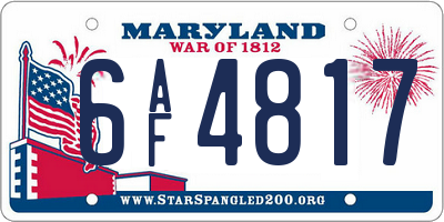 MD license plate 6AF4817