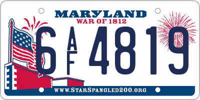 MD license plate 6AF4819