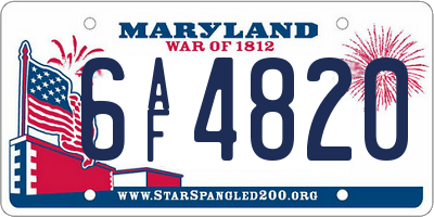 MD license plate 6AF4820