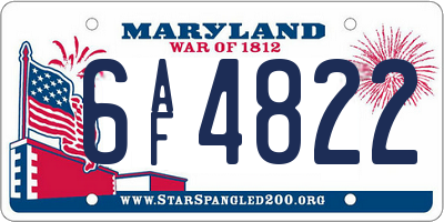 MD license plate 6AF4822