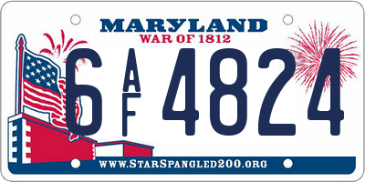 MD license plate 6AF4824