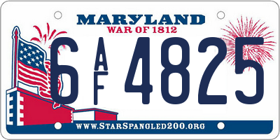 MD license plate 6AF4825