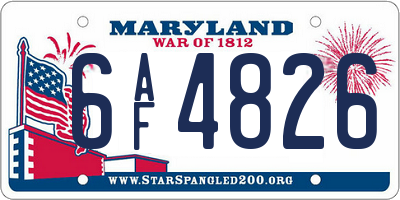 MD license plate 6AF4826