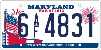 MD license plate 6AF4831