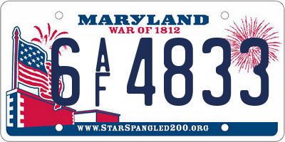 MD license plate 6AF4833