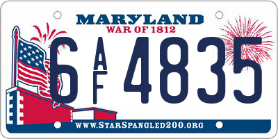 MD license plate 6AF4835