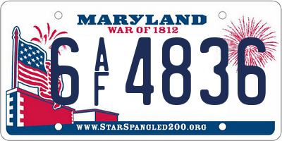 MD license plate 6AF4836