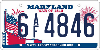 MD license plate 6AF4846