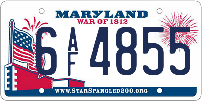 MD license plate 6AF4855