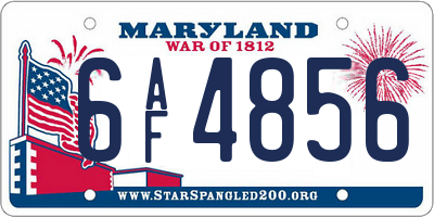 MD license plate 6AF4856