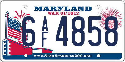 MD license plate 6AF4858