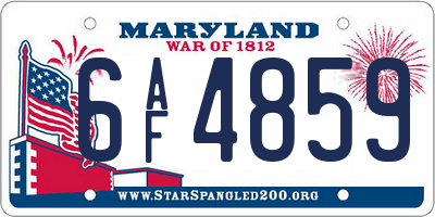 MD license plate 6AF4859