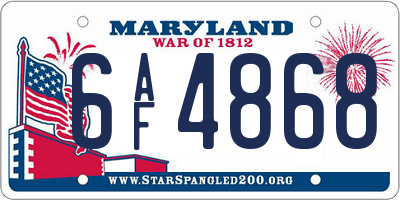 MD license plate 6AF4868