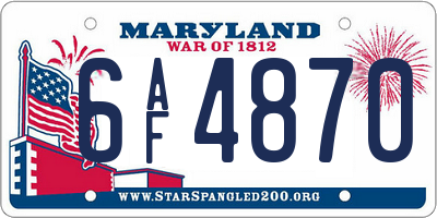 MD license plate 6AF4870