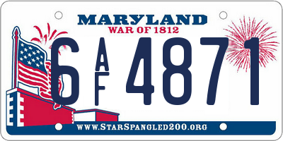 MD license plate 6AF4871