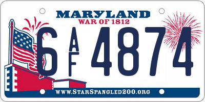 MD license plate 6AF4874