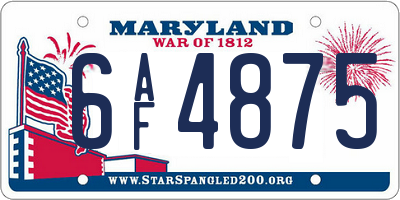 MD license plate 6AF4875
